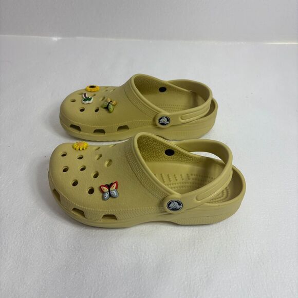 Crocs Classic Clog Slip On Clogs Mustard Yellow Unisex Men 3 Women 5 with Charms - Picture 8 of 13